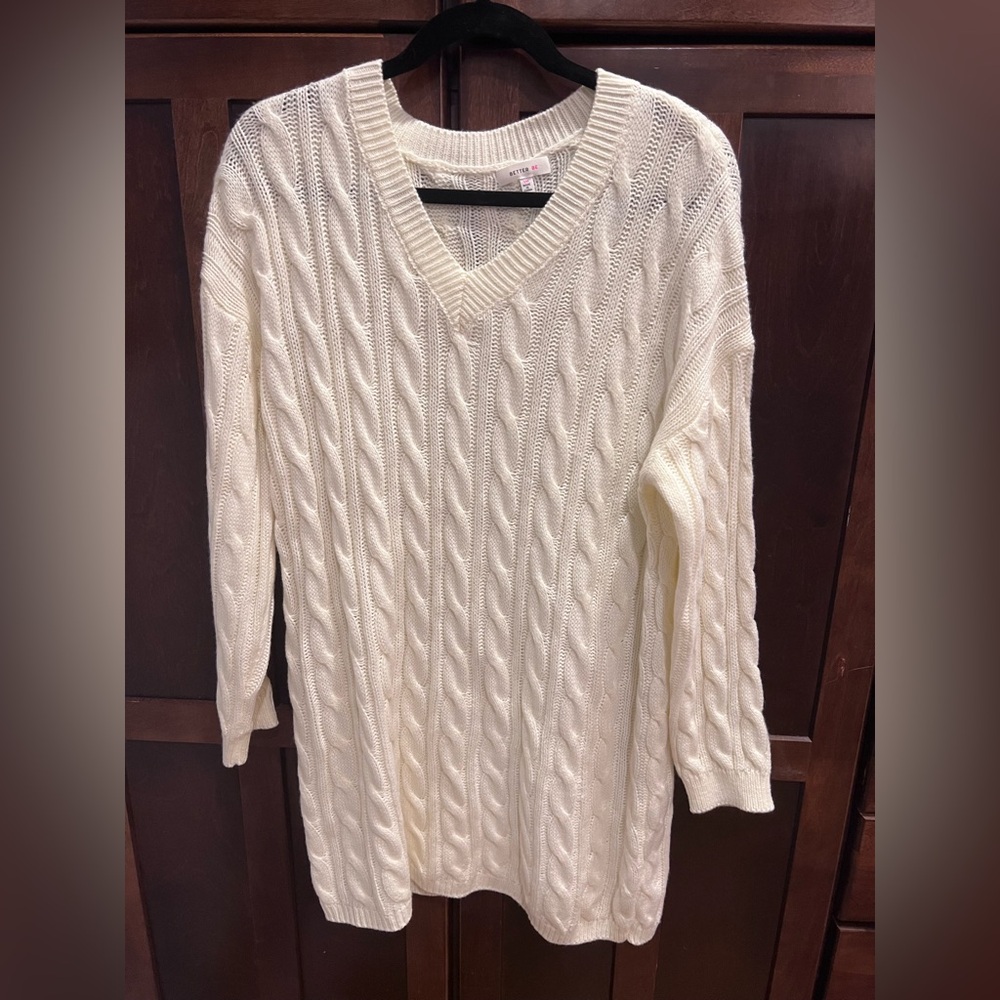 Women's Cream Cable Knit Sweater Dress